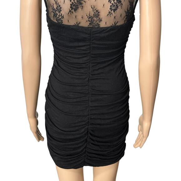 Guess Los Angeles Witchy Black Lace Ruched Bodycon Dress (L) - Picture 7 of 16